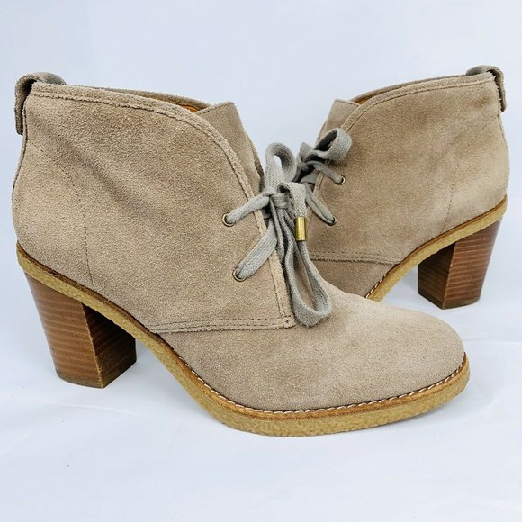 COACH Nikol Booties Sz 7.5 Taupe Suede Ankle Boots - Picture 1 of 8